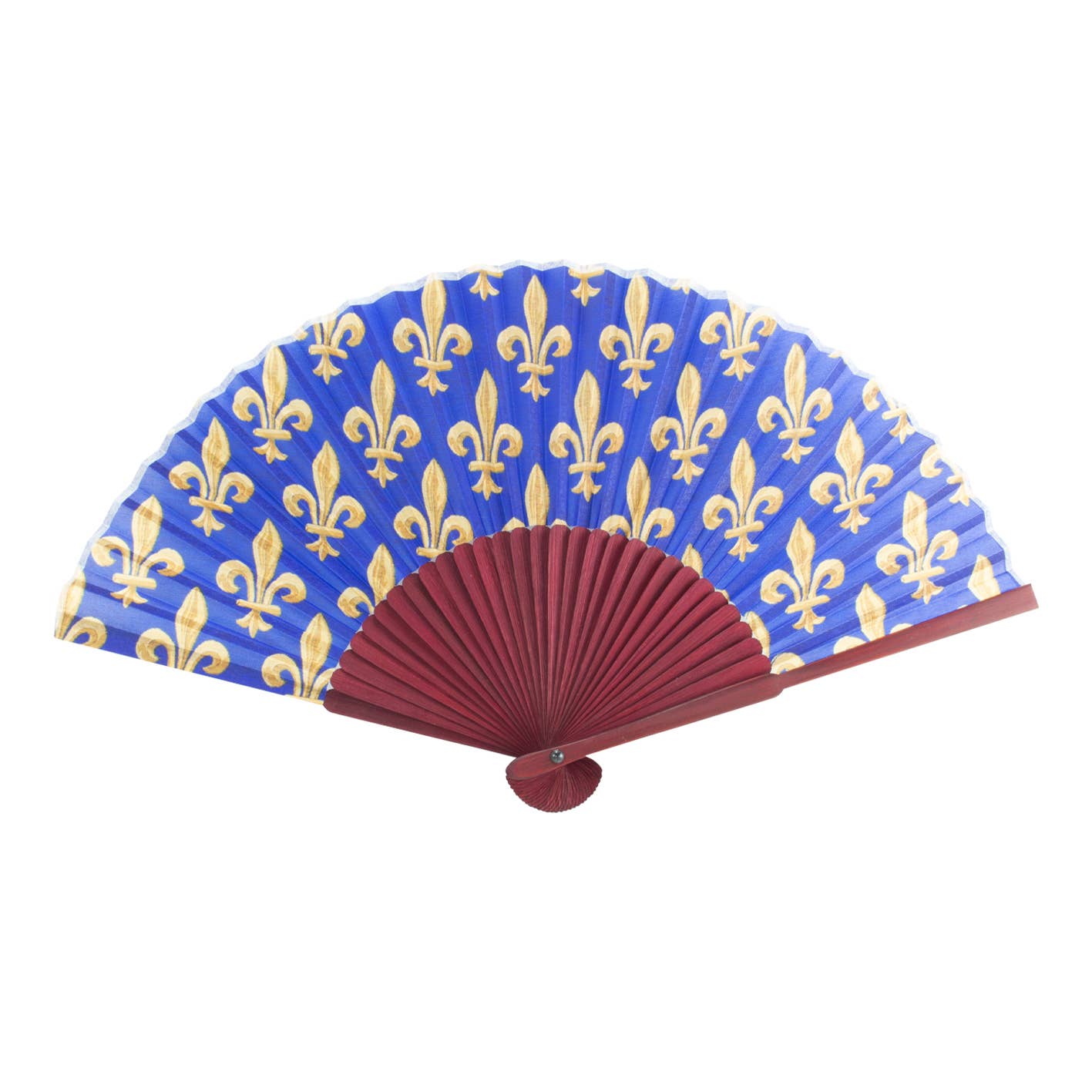 Hand Fan, Bamboo, Fleur de Lys