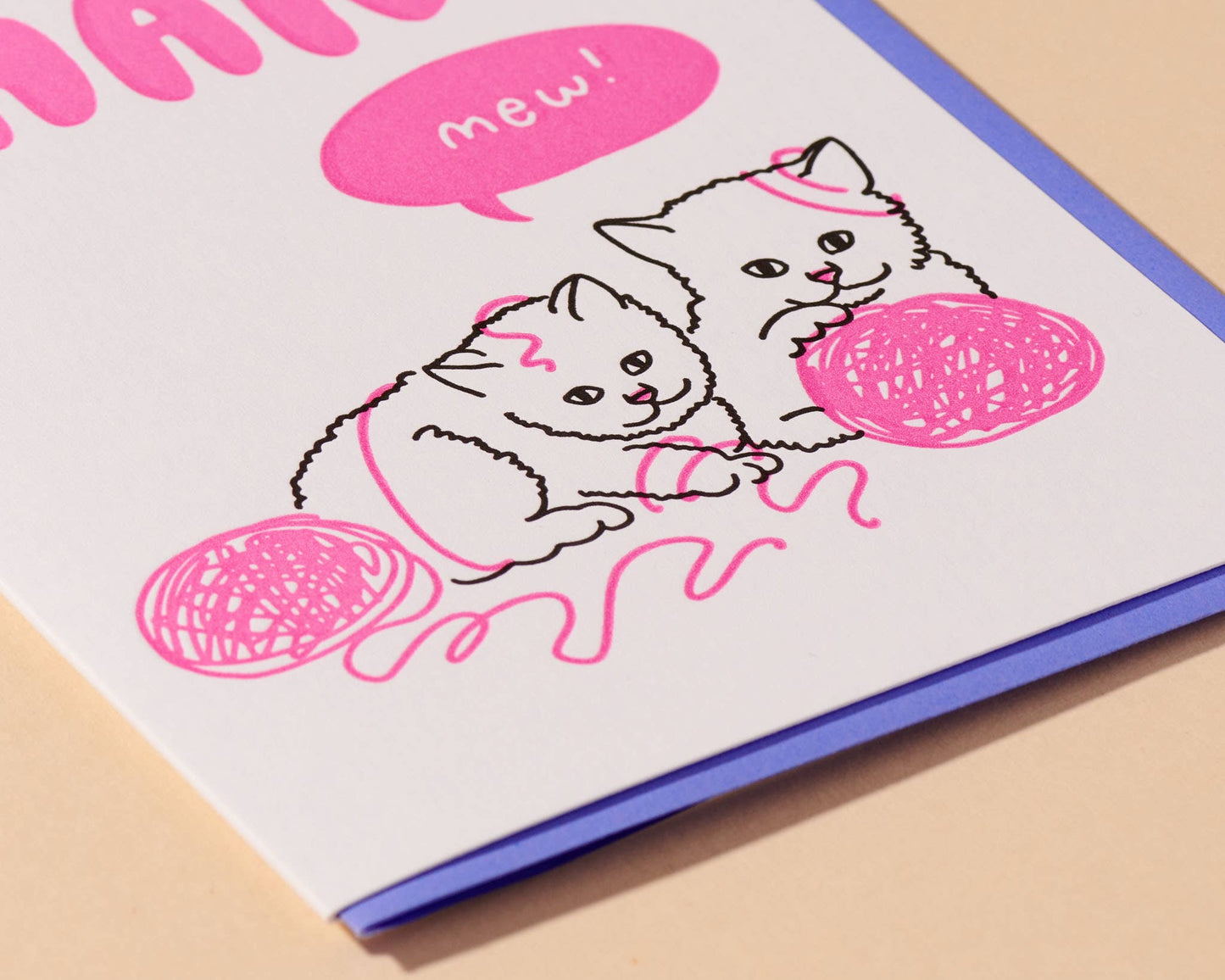 Thank Mew Kitten Letterpress Greeting Card - Cat