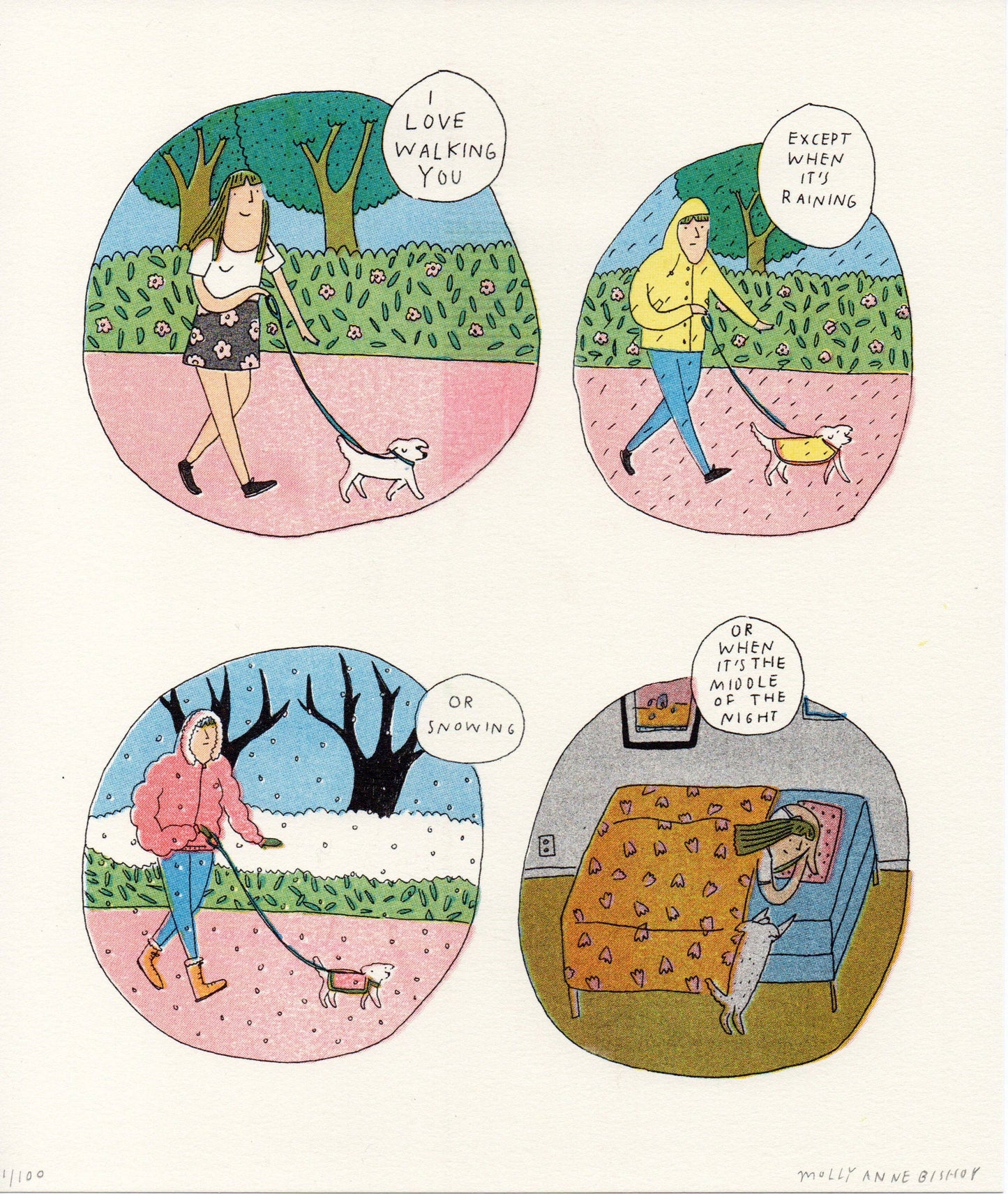 I Love Walking You Risograph