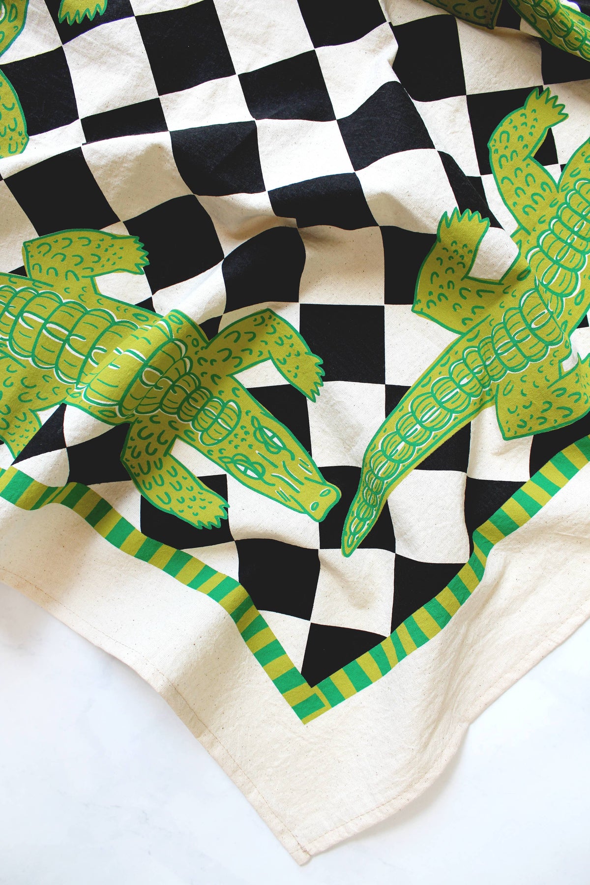 Alligator Patio Screen Printed Tea Towel