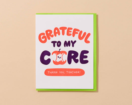 Grateful to My Core Letterpress Teacher Card