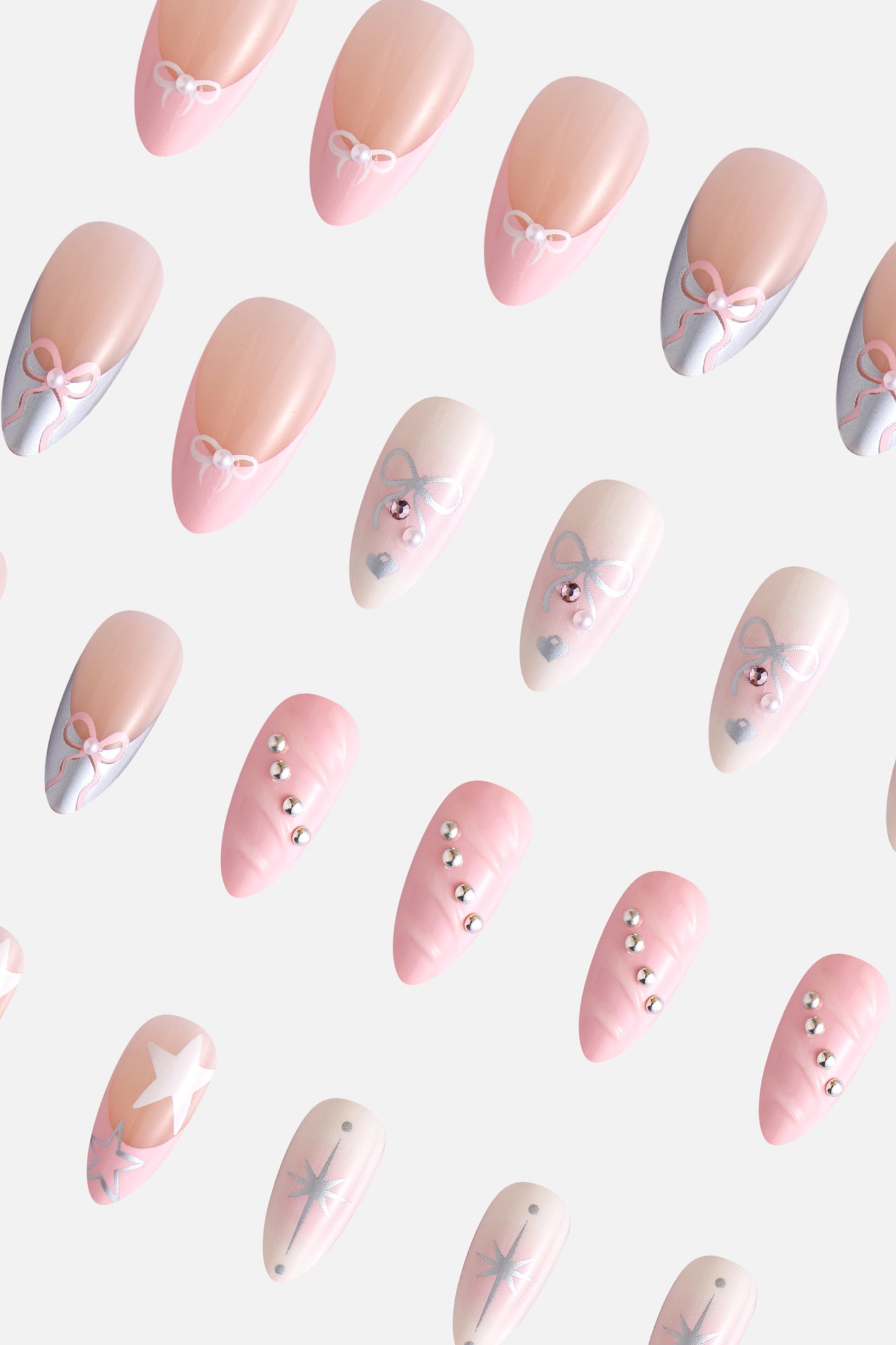 Bow Baby Pink Nails