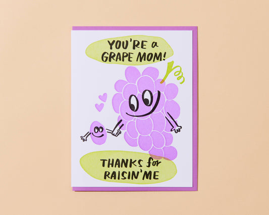 Grape Mom Letterpress Greeting Card - Mother's Day, Foodie