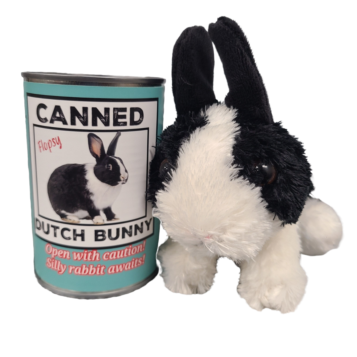 Canned Dutch Bunny| Farm Animal Plush w/Jokes | Unique Gift