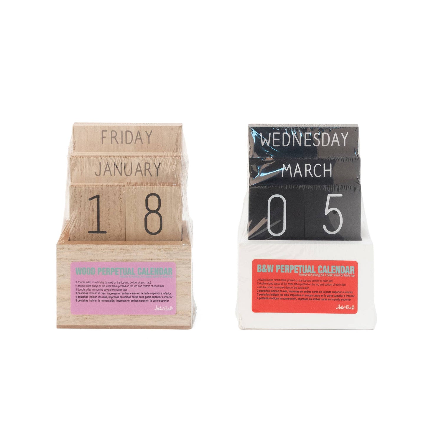 BLACK WOODEN PERPETUAL CALENDAR HF