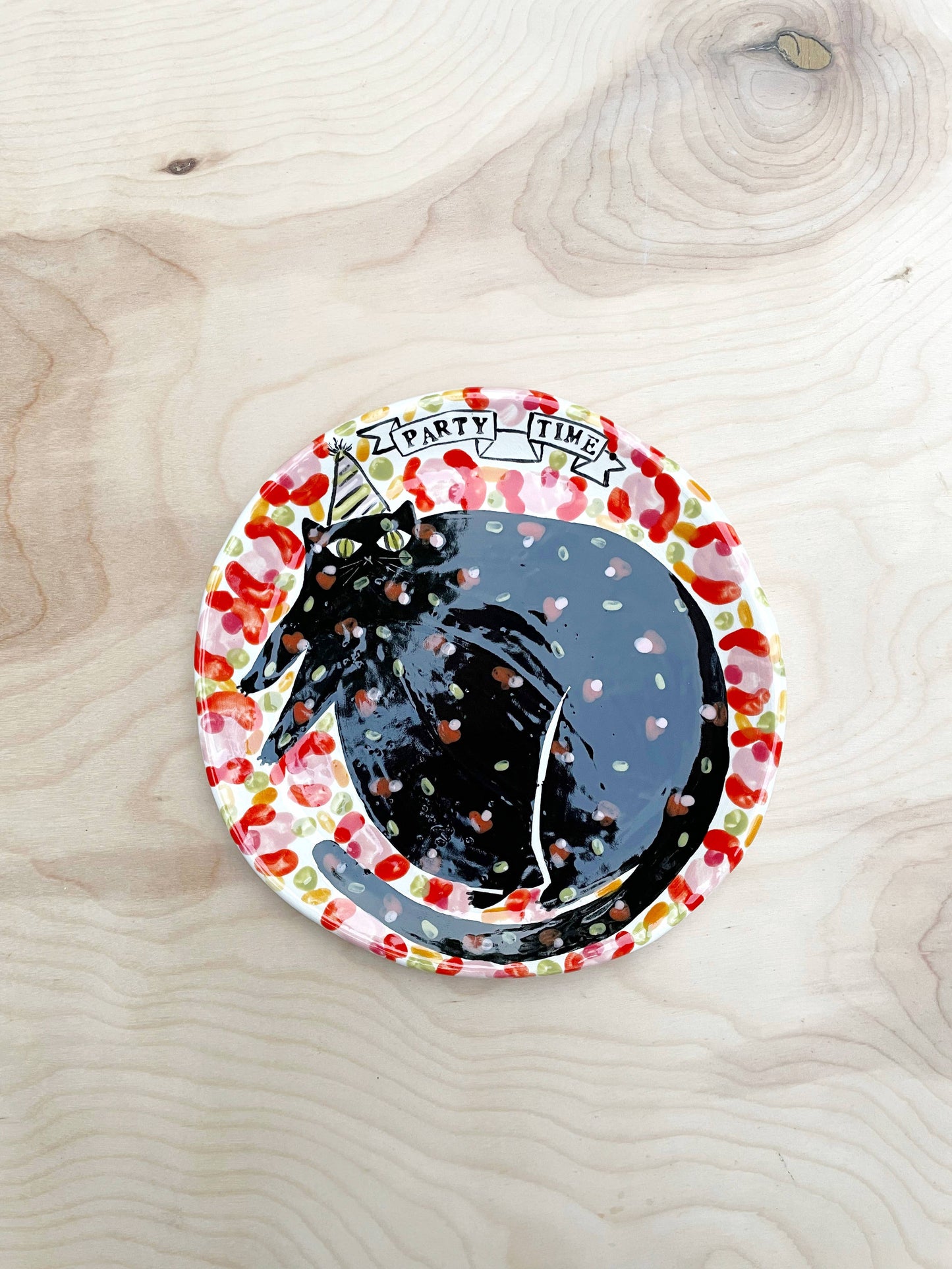 Birthday Party Time Cat Plate