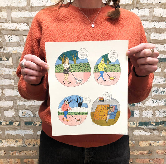 I Love Walking You Risograph