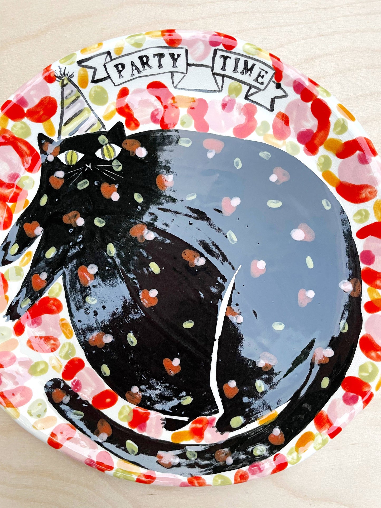 Birthday Party Time Cat Plate