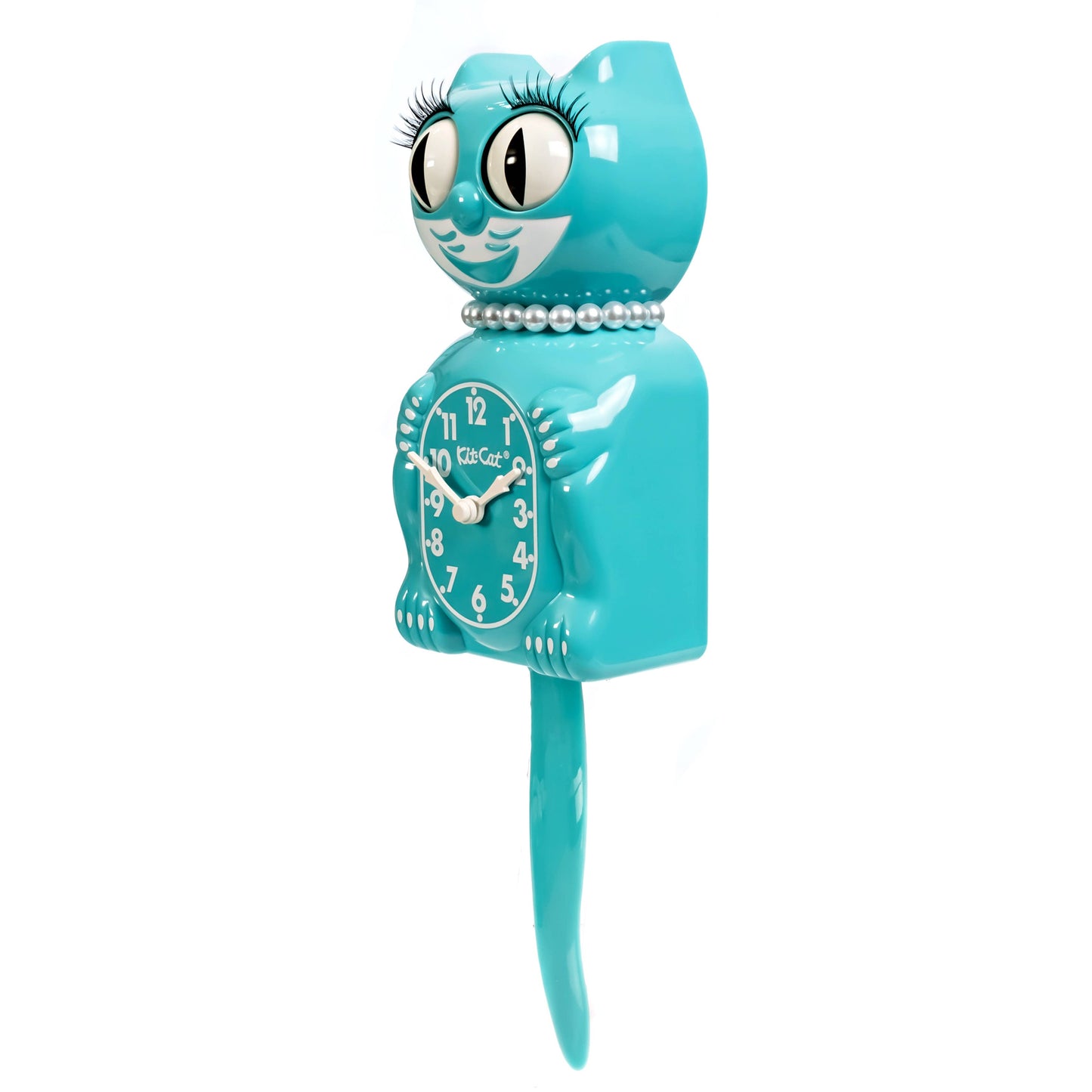 Vibrant Blue Turquoise Lady Kit-Cat Klock