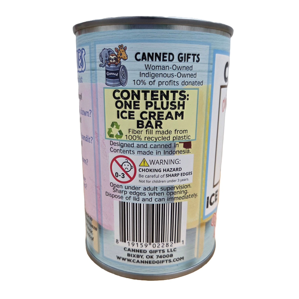 Canned Ice Cream Bar | Summer Treat | Plush Gift w/Jokes