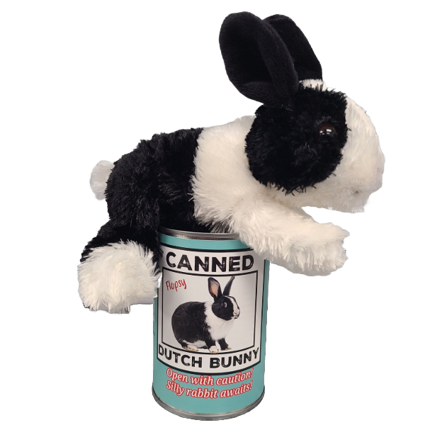 Canned Dutch Bunny| Farm Animal Plush w/Jokes | Unique Gift