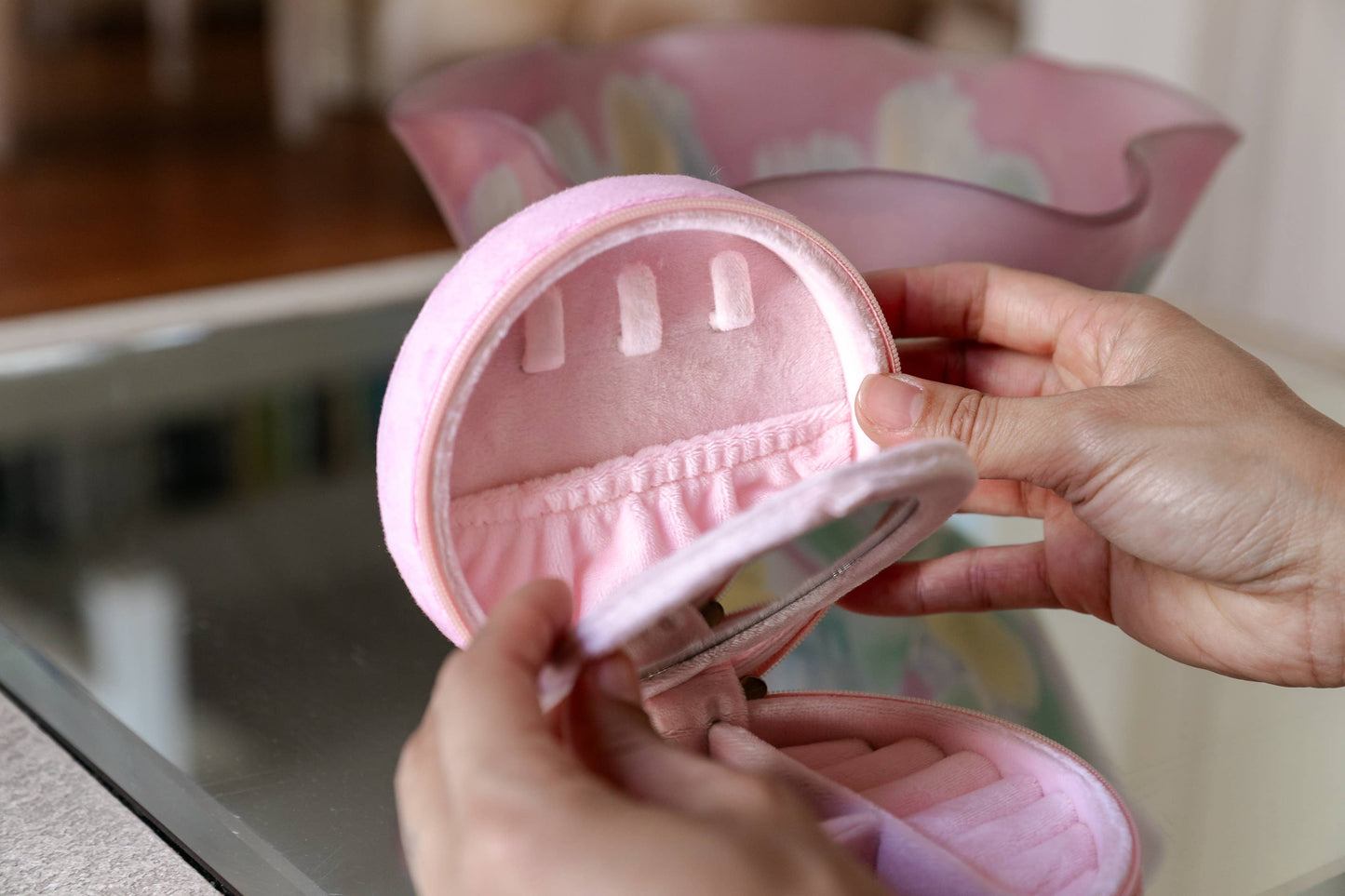 Velvet Jewelry Zip Case -Skeletons