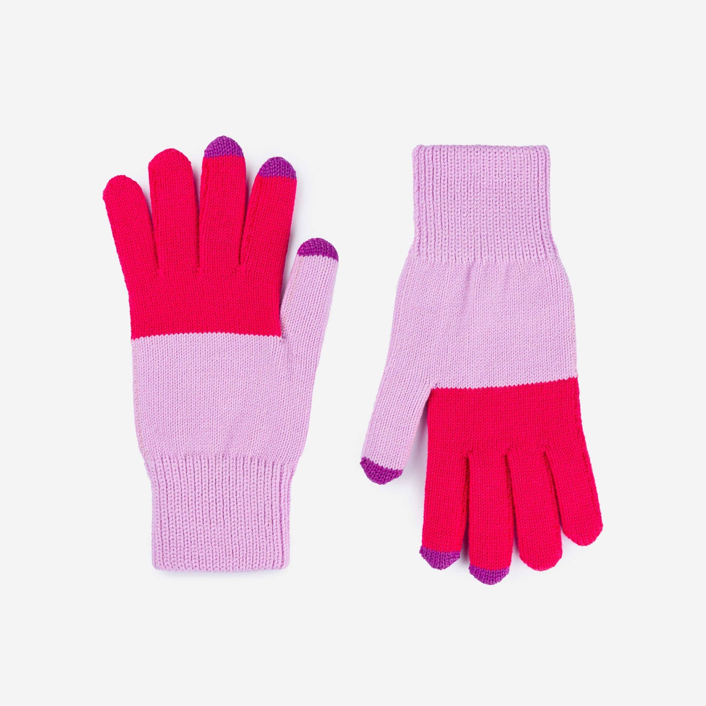 Colorblock Knit Touchscreen Gloves