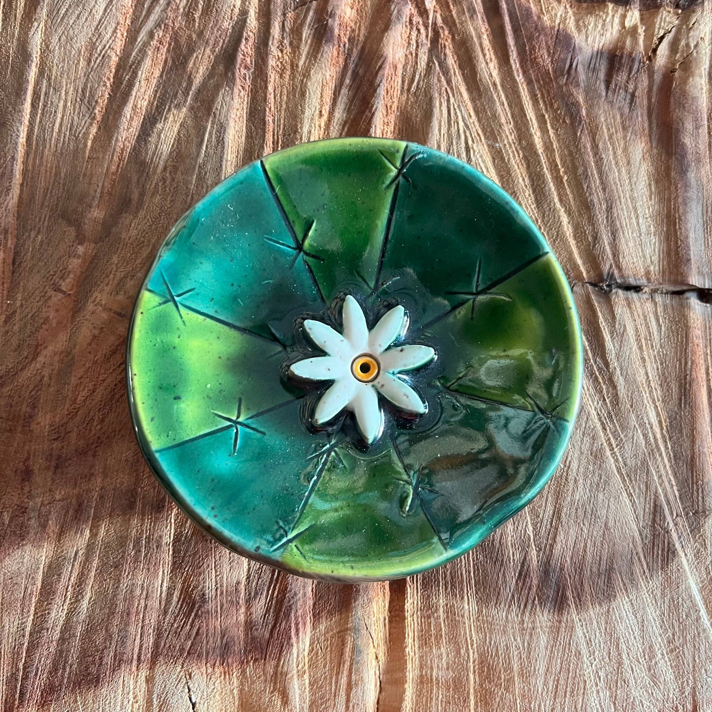 Ceramic Barrel Cactus Incense Burner