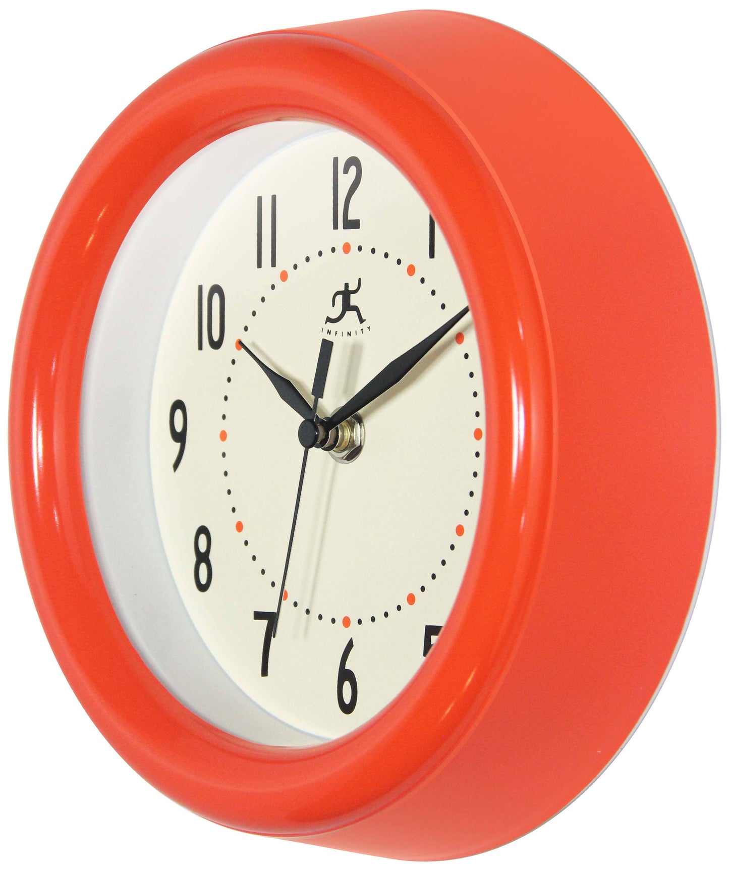 Round Orange Indoor Wall Clock 8 Inch