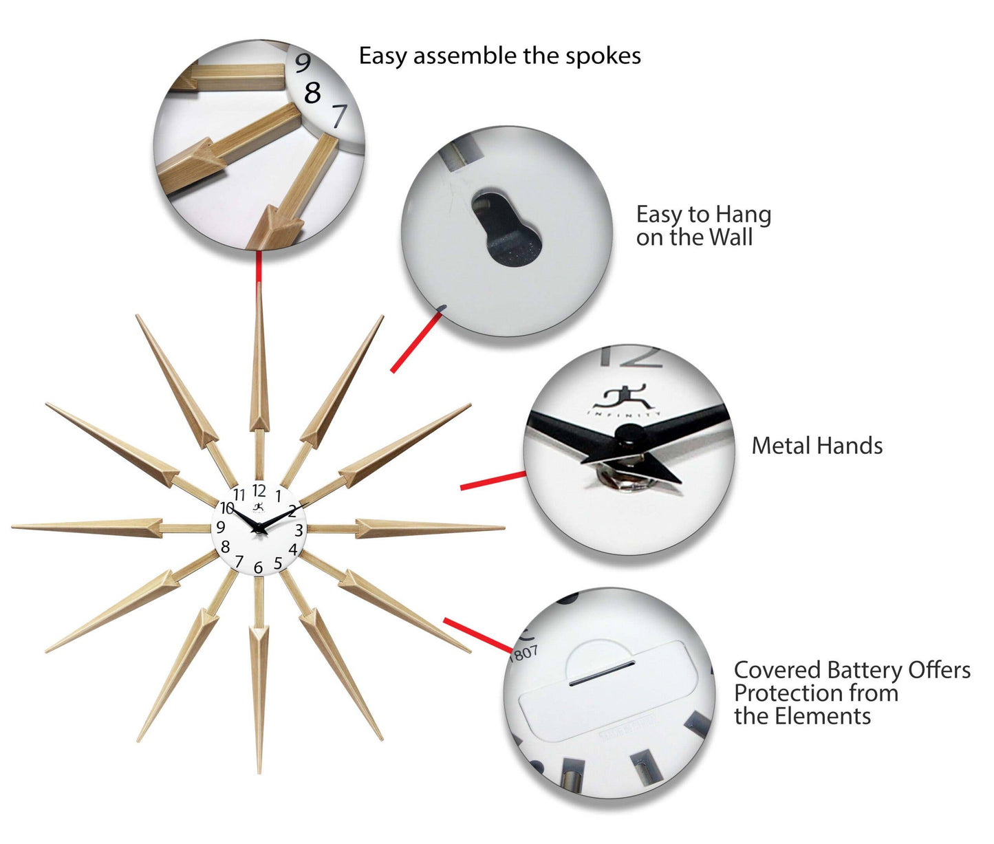 Midcentury/Modern Starburst Tan Wall Clock