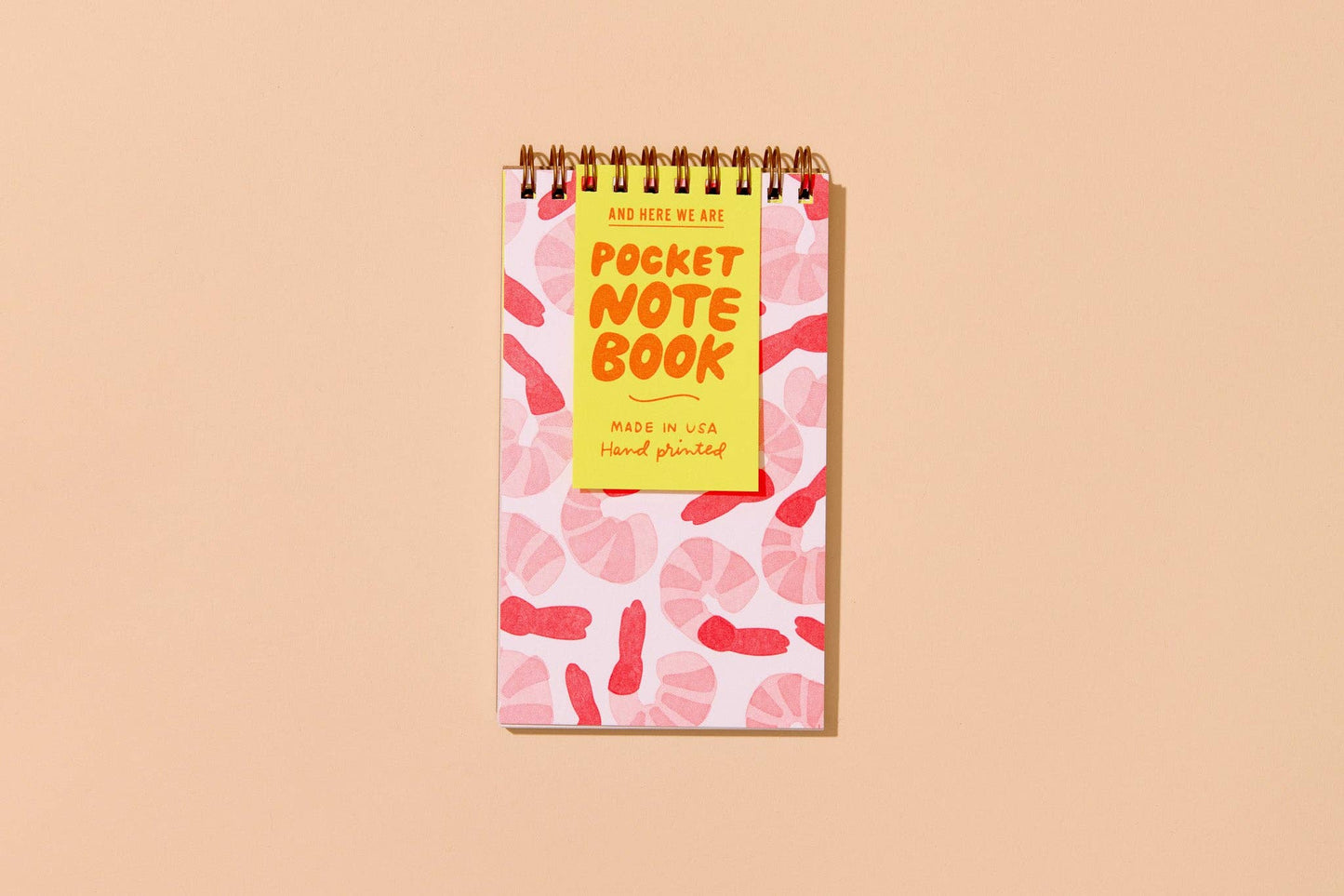 Shrimp Cocktail Letterpress Spiral Pocket Notebook - Valentines Day Gift Mothers Day