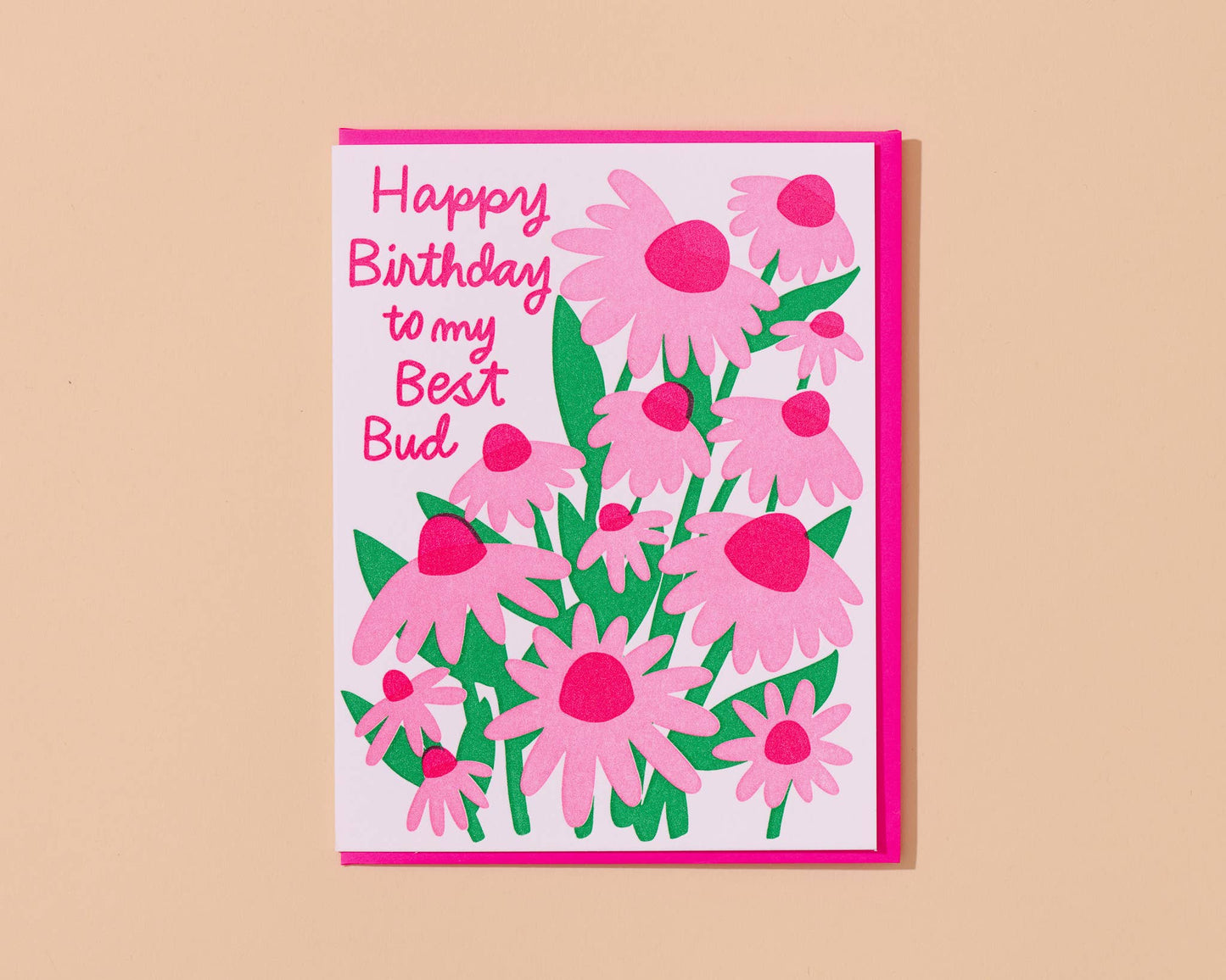 Best Bud Flowers Birthday Letterpress Greeting Card
