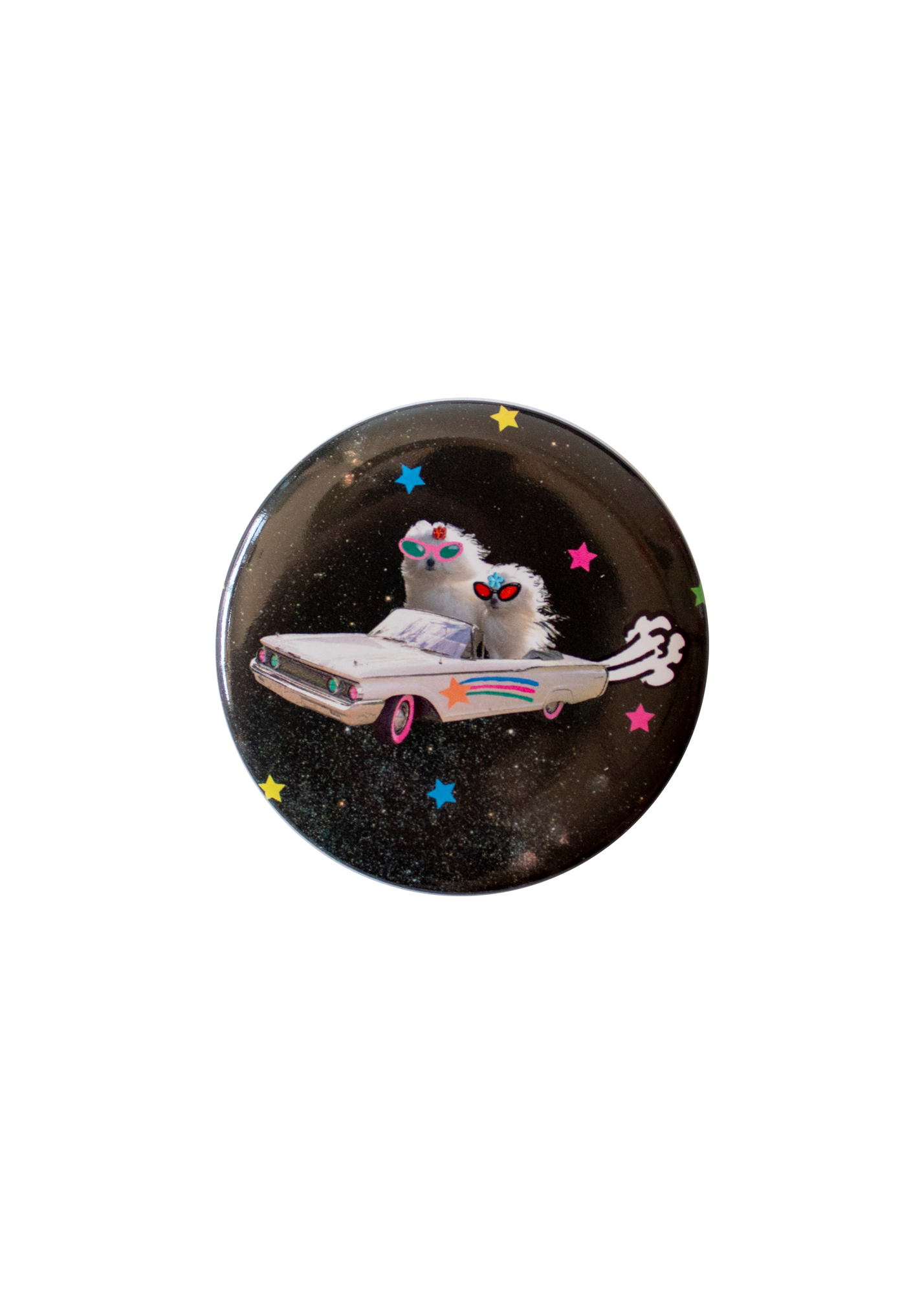 Maltese in space pinback button