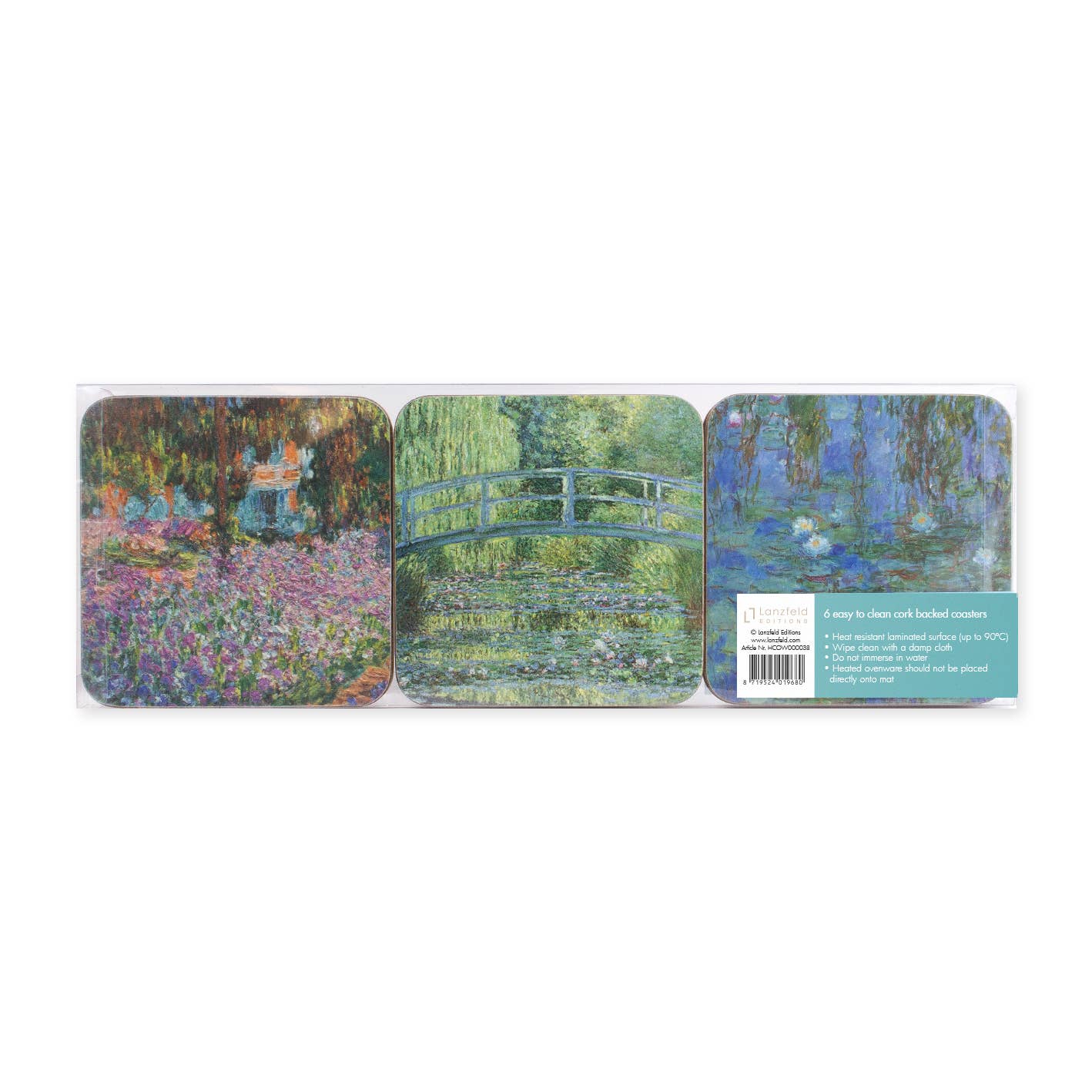 Coasters, set of 6, Monet's garden in Giverny