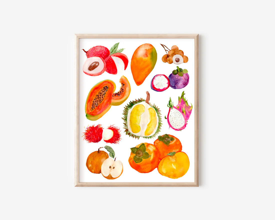 Asian Fruit Watercolor Art Print