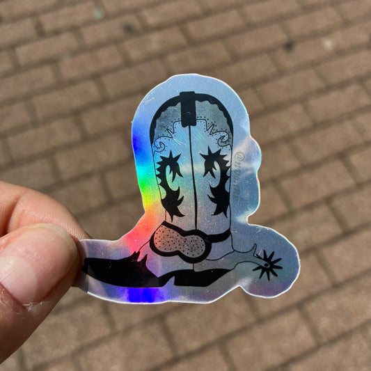 Holo Cowboy Boot Sticker