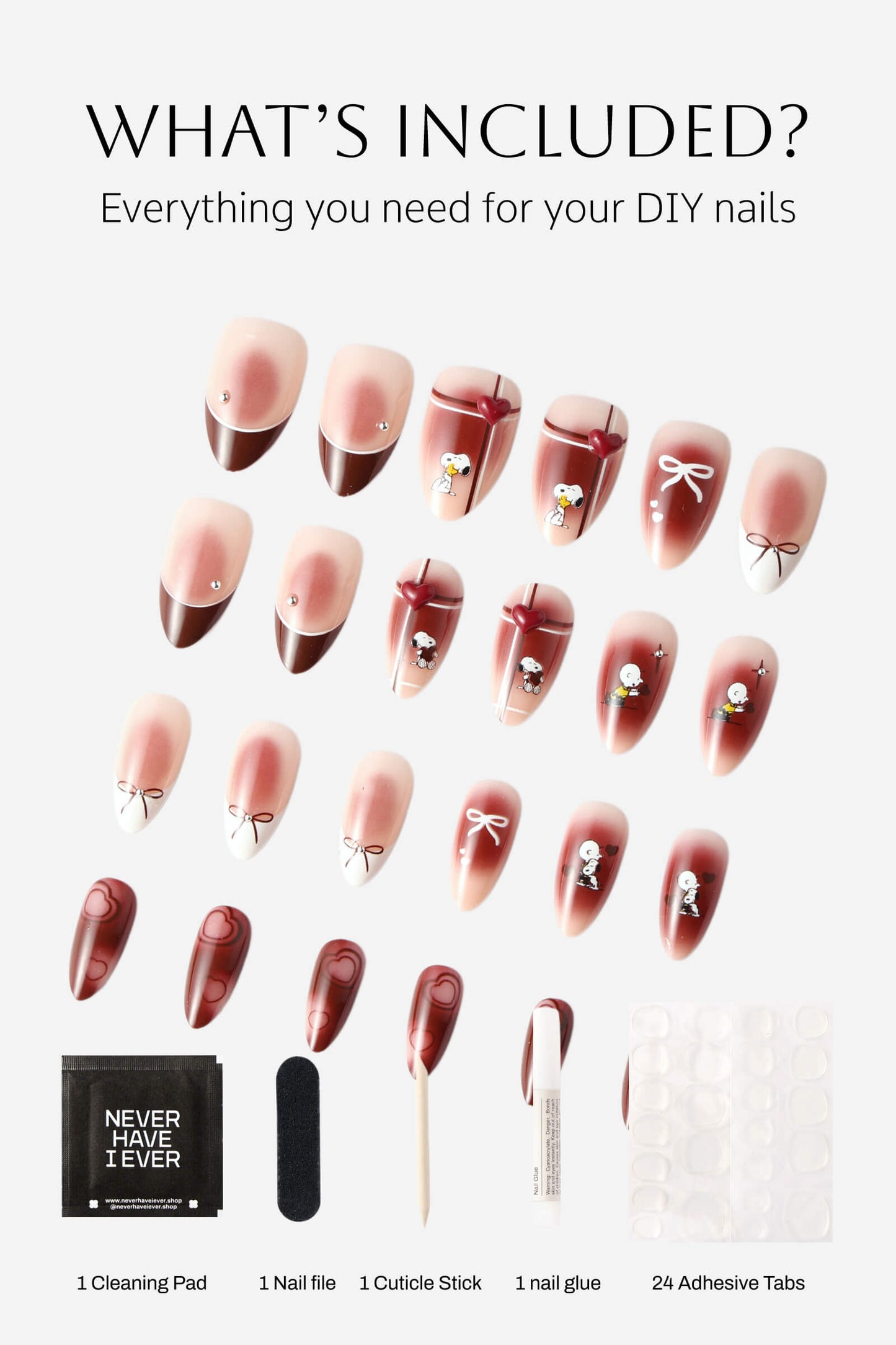 Hearts of Snoopy Nails