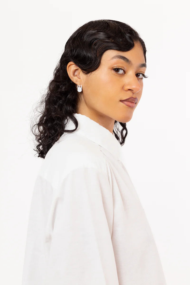 Mini Claw Clip Hoop Earrings in Coconut