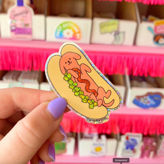 Hot Doggy Dog Glitter Sticker