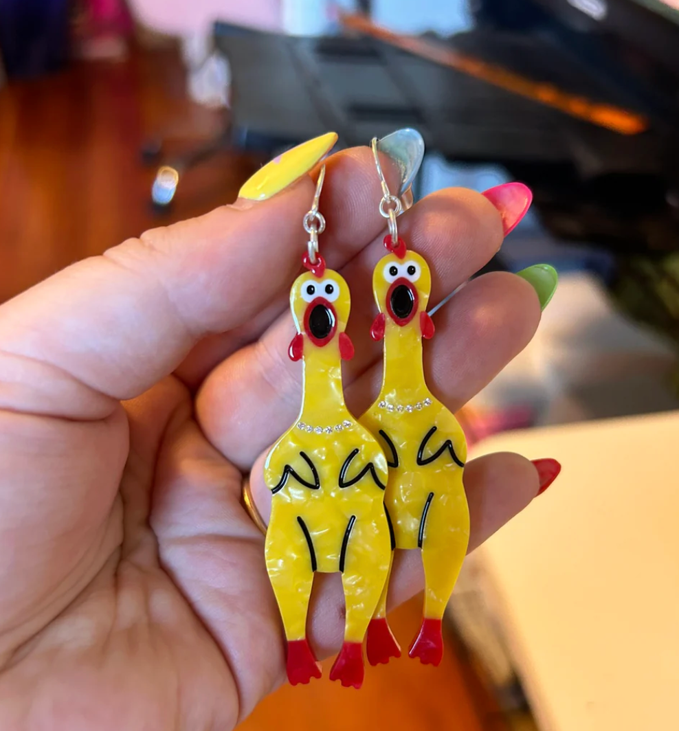 Rubber Chicken Earrings