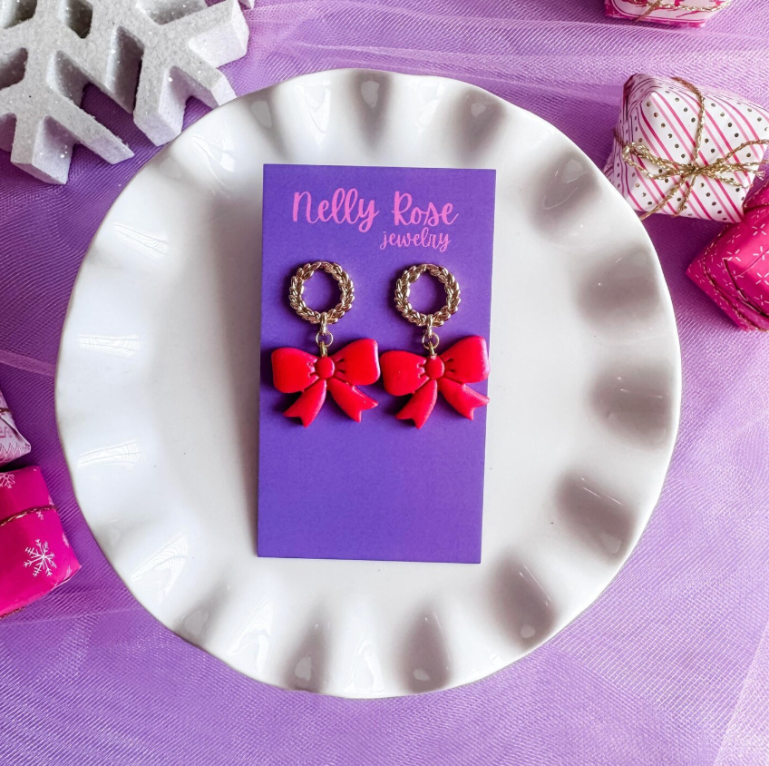 Bow and Wreath Earrings