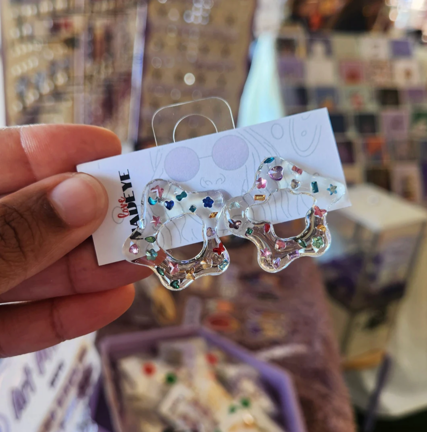 Gemmed Mini Squiggle Studs