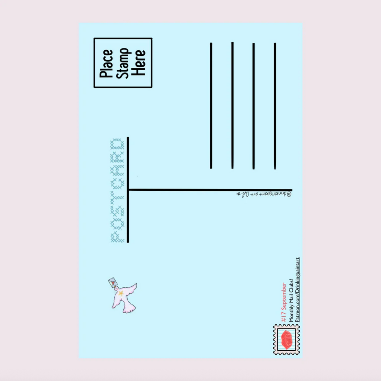 September Blue Postcard