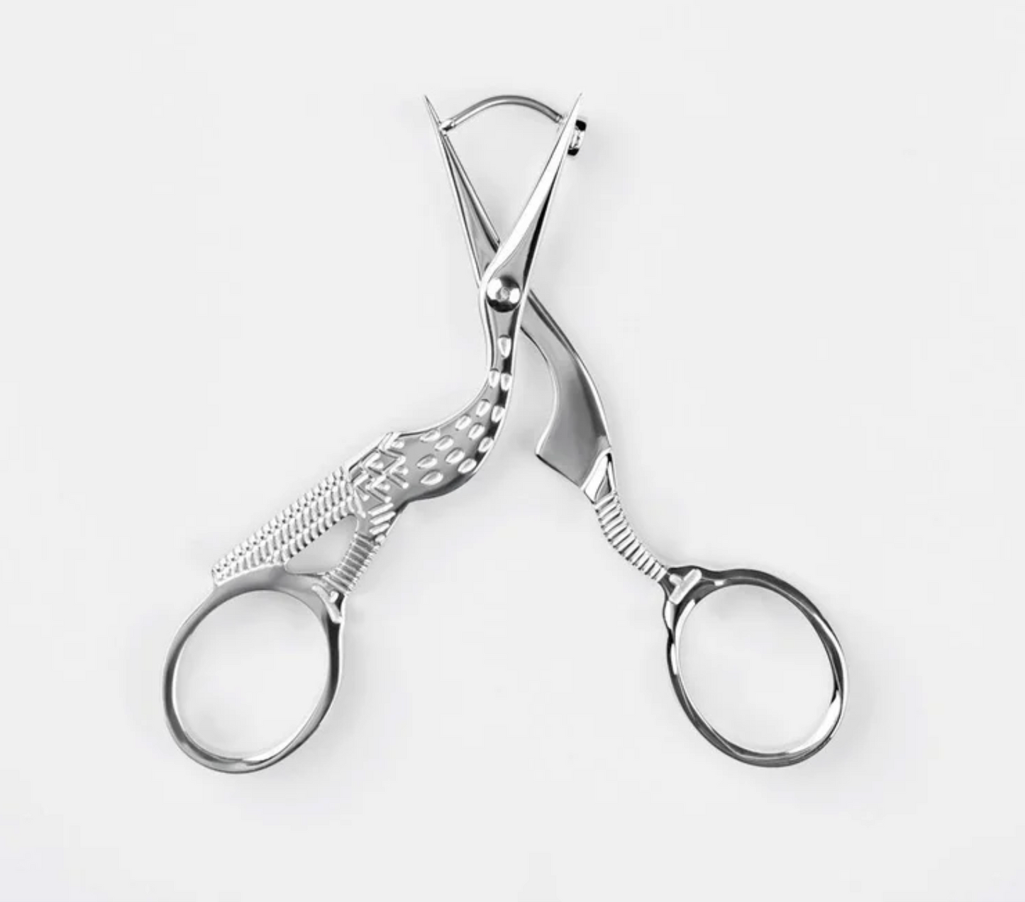 Stork Scissor Earrings in Silver