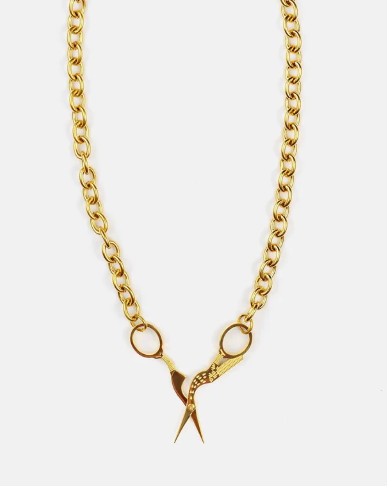 Stork Scissor Necklace in Gold