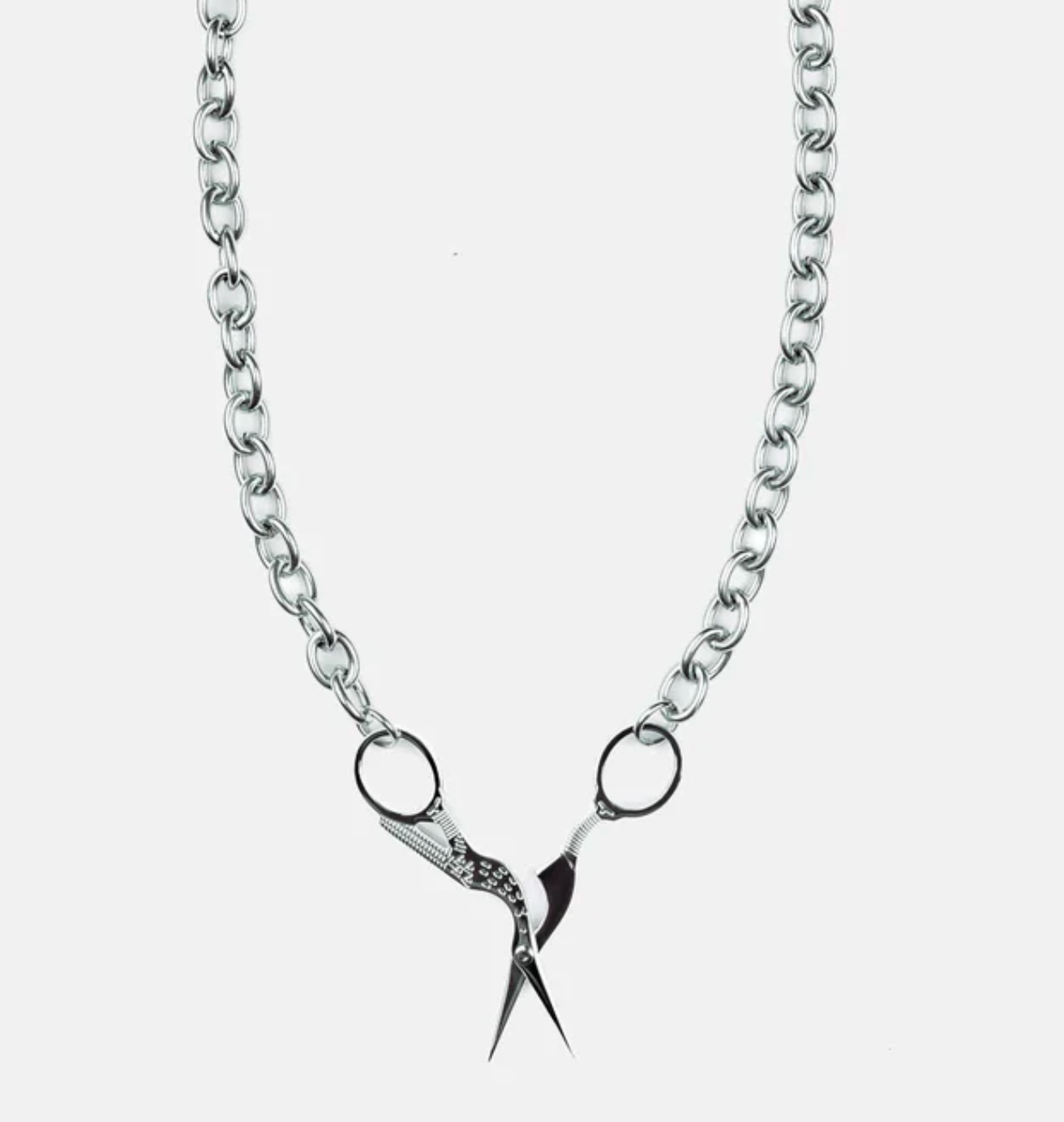 Stork Scissor Necklace in Silver