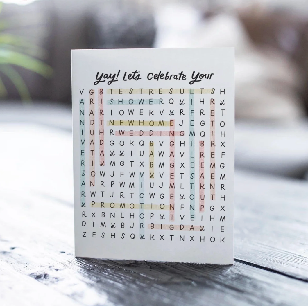 Let's Celebrate Your... 'Word Search' Card