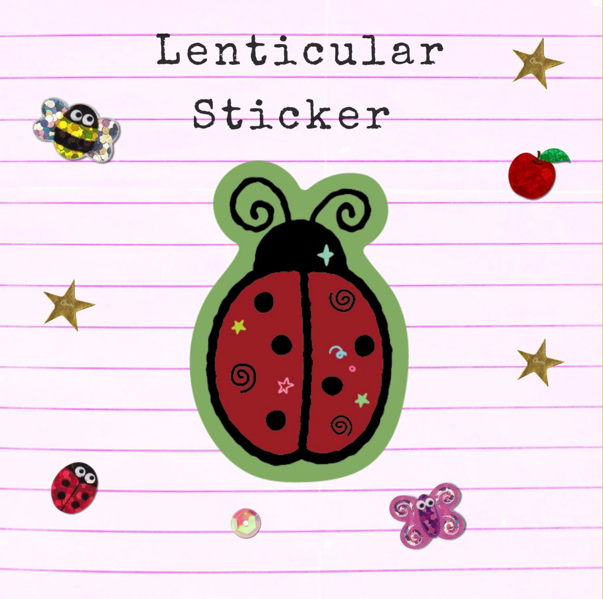 Whimsy Ladybug Lenticular Sticker