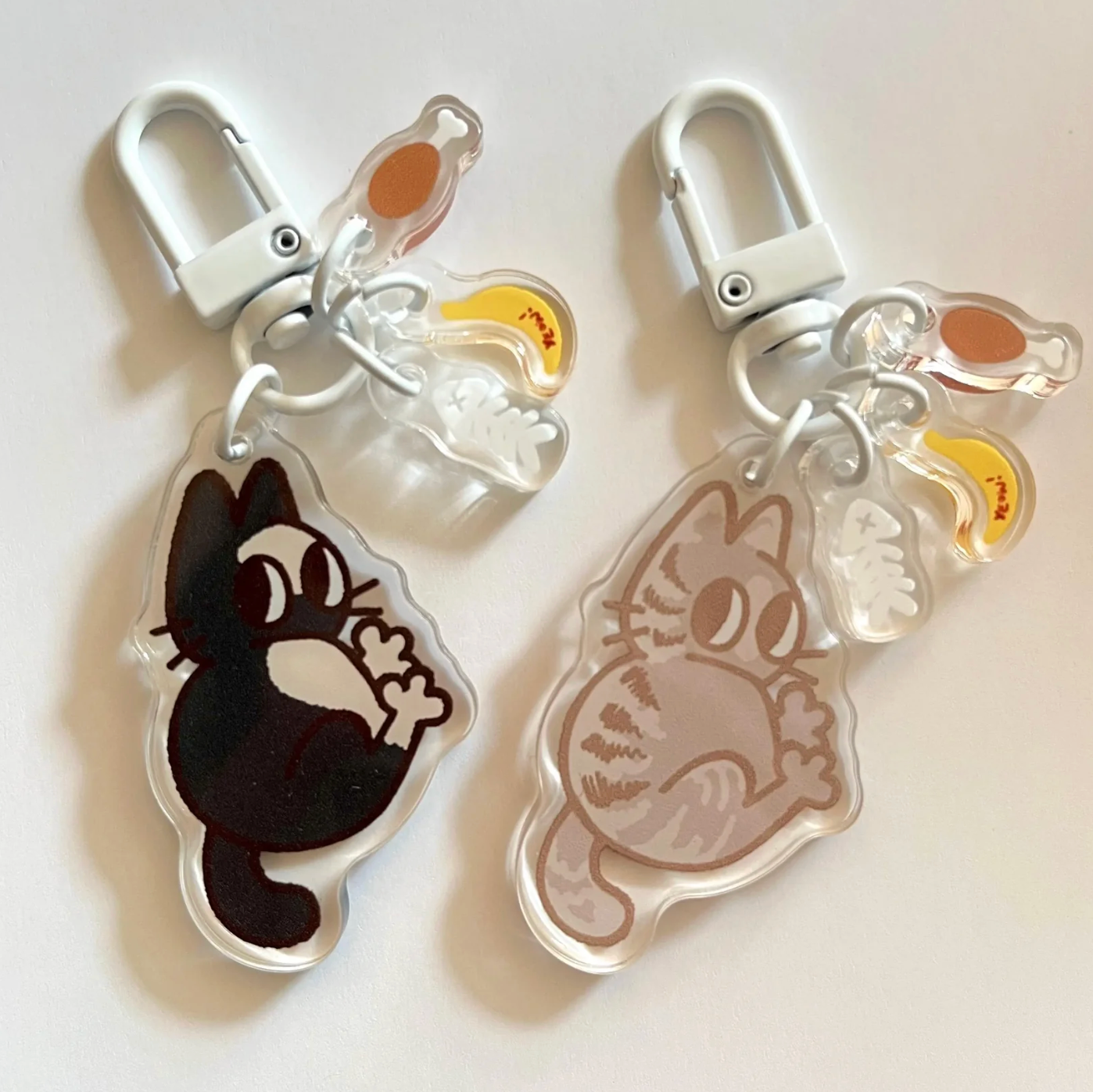 Kitty Cat Chicken Leg Keychain