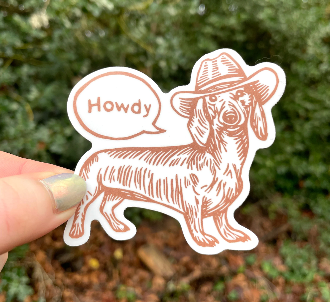Cowboy Dachshund Sticker