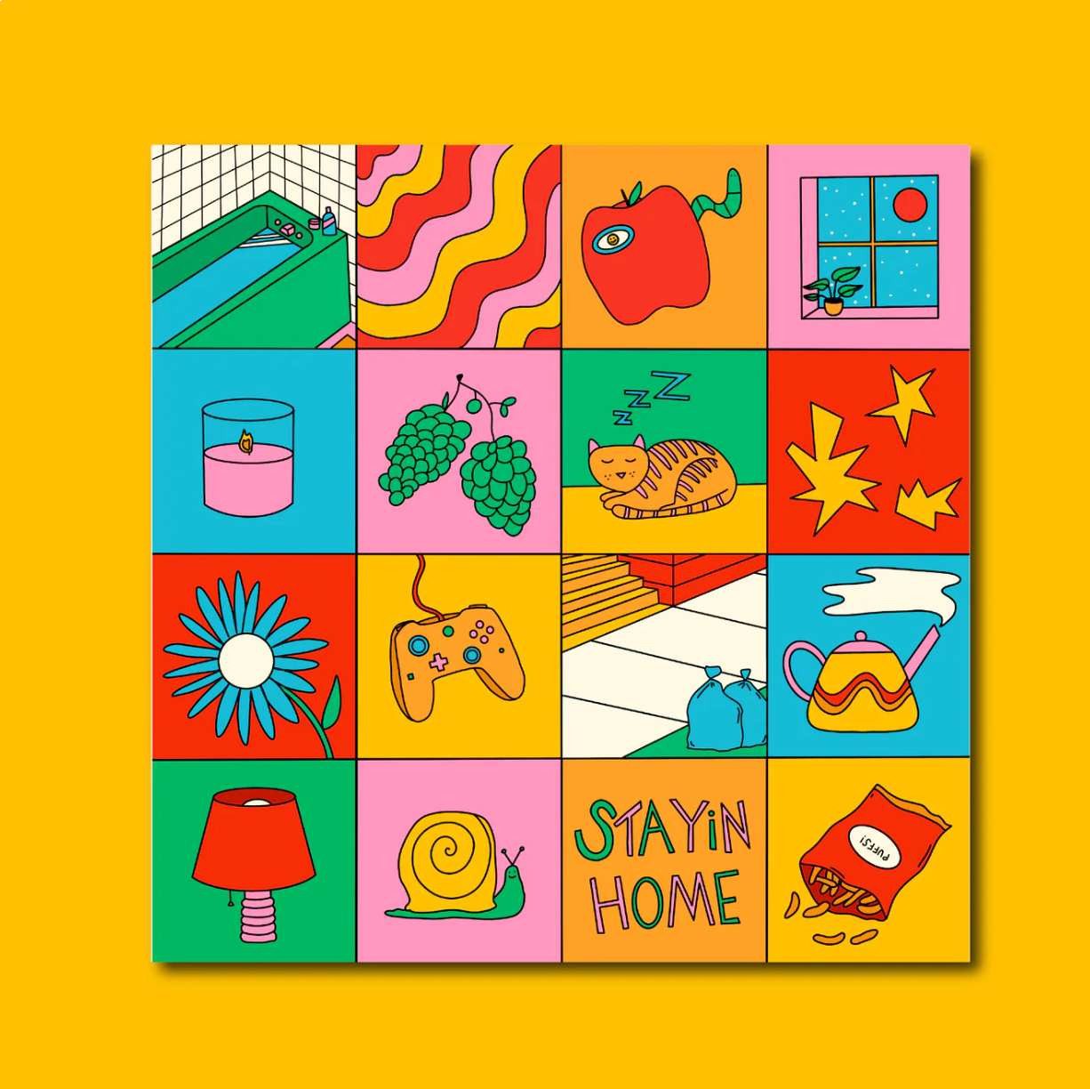 Doodle Square Print