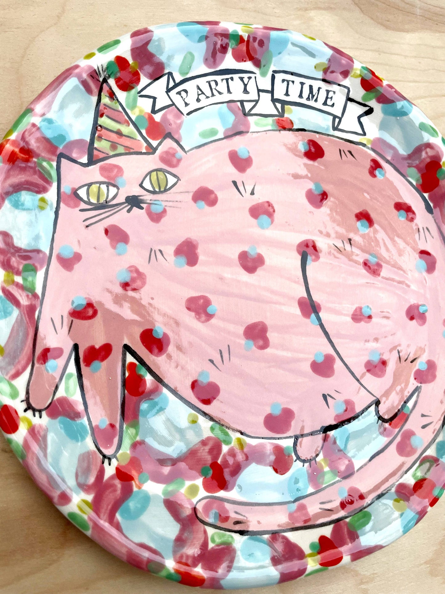 Birthday Party Time Cat Plate