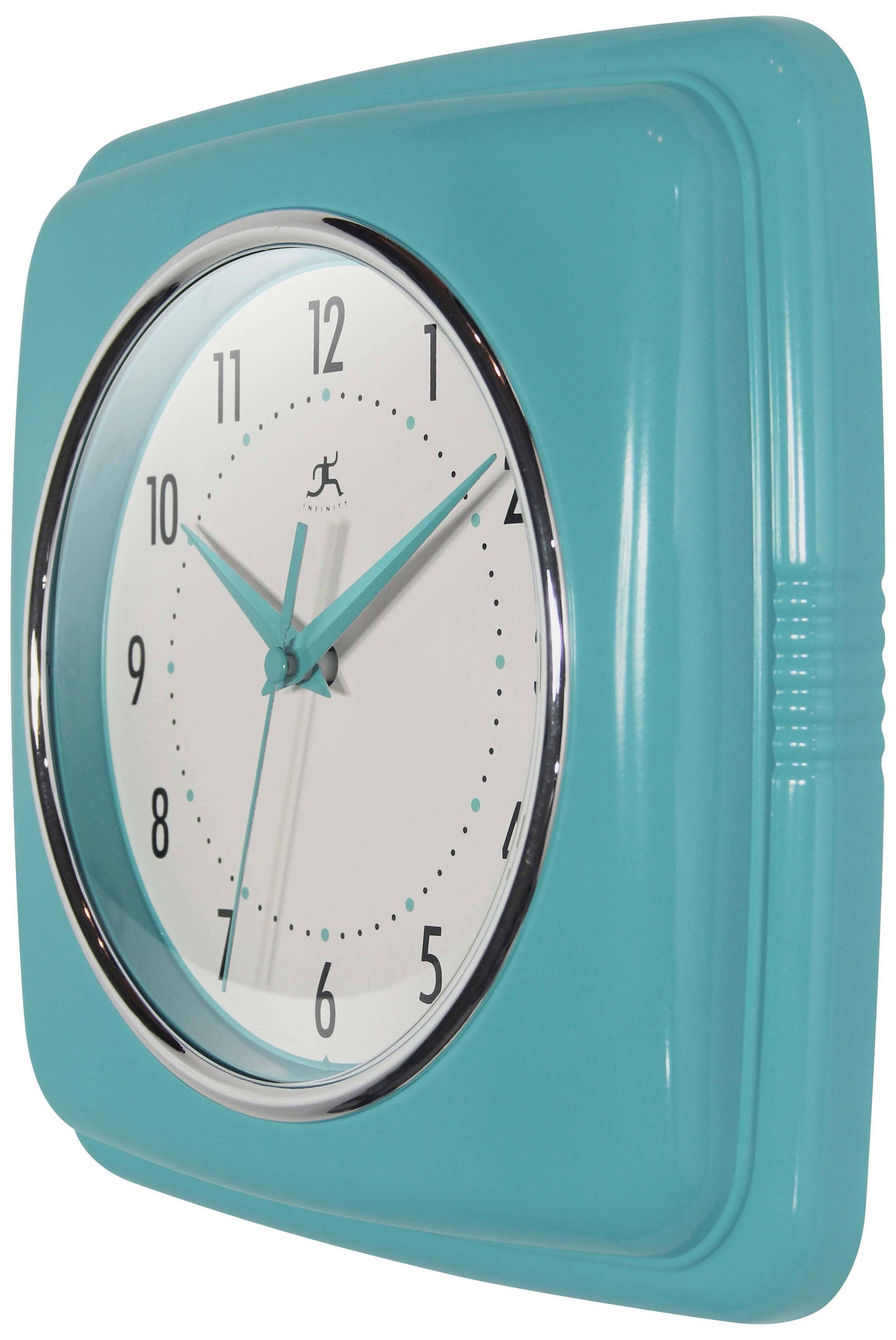 Retro Square Turquoise Indoor Wall Clock 9.25 Inch