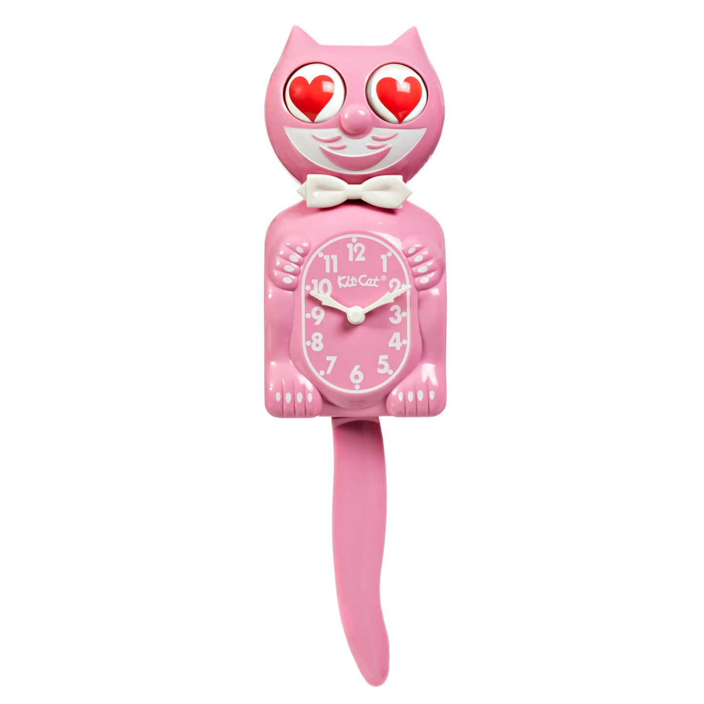 Pink Satin Kit-Cat Klock - Heart Eyes