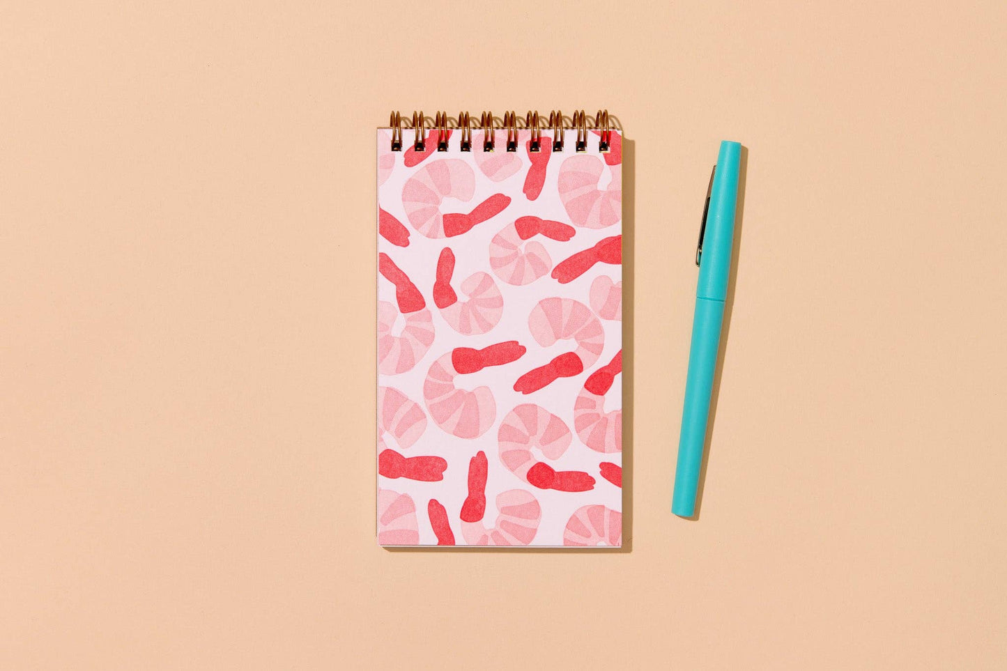 Shrimp Cocktail Letterpress Spiral Pocket Notebook - Valentines Day Gift Mothers Day