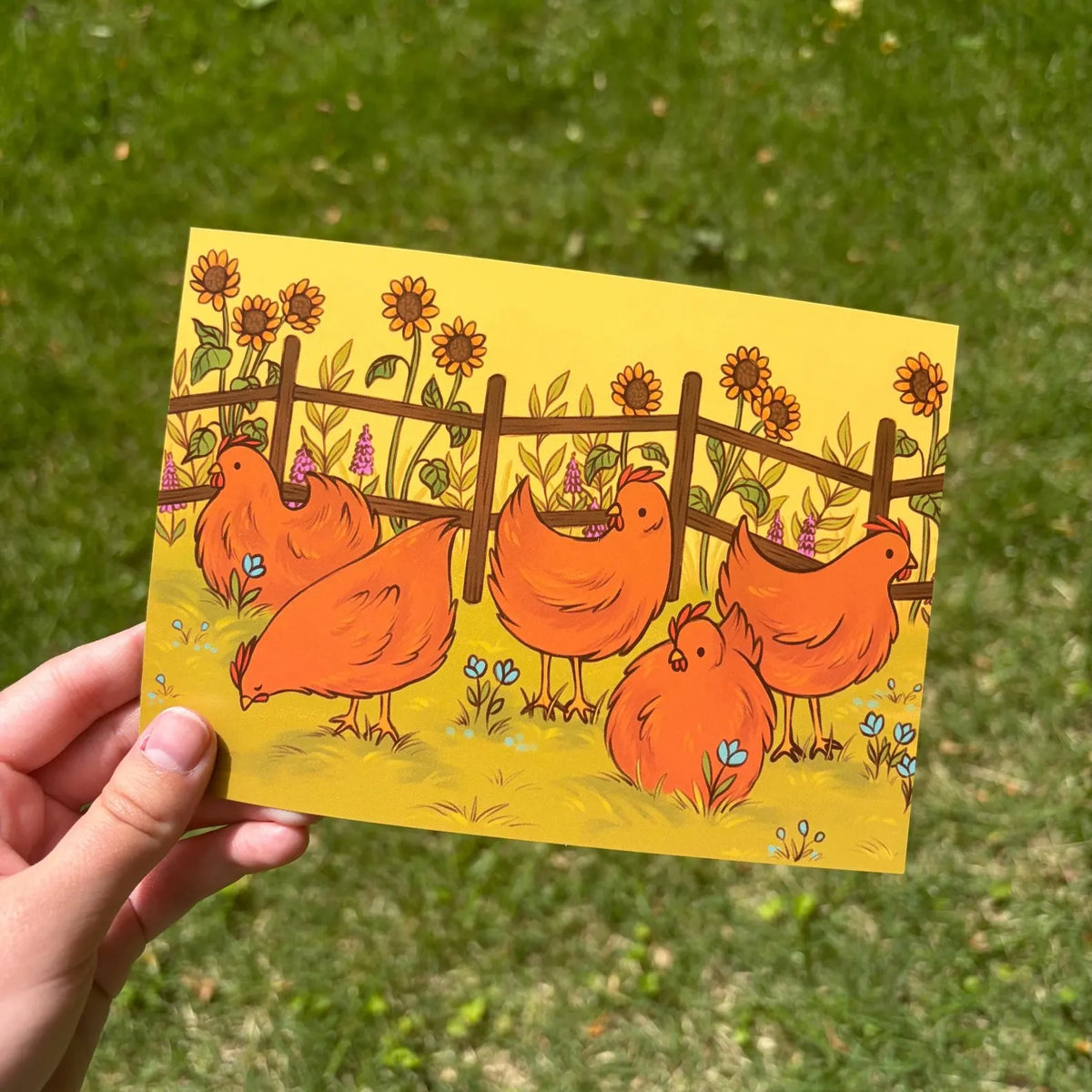 Garden Chickens Mini Print