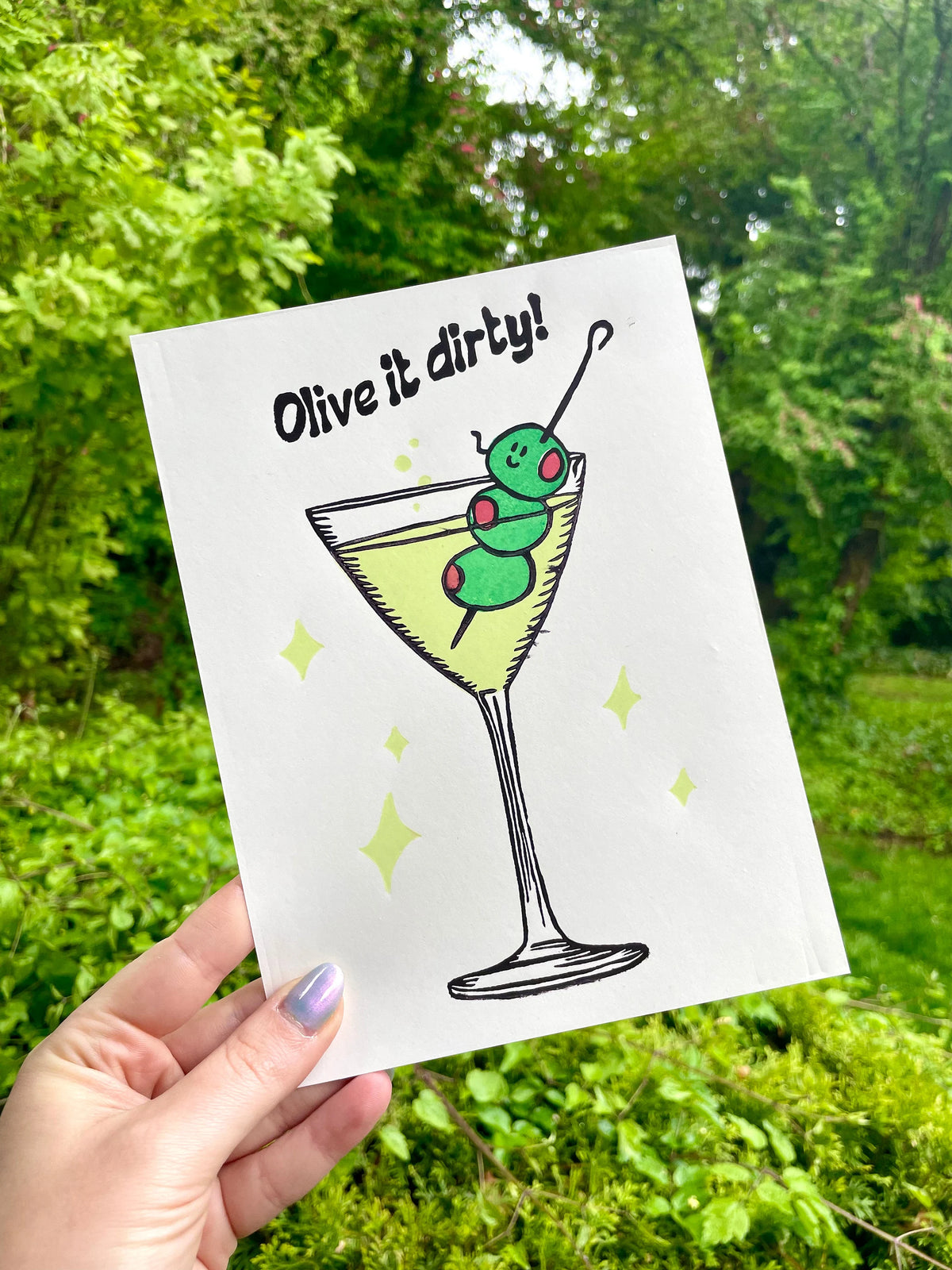 Olive It Dirty Linocut Print