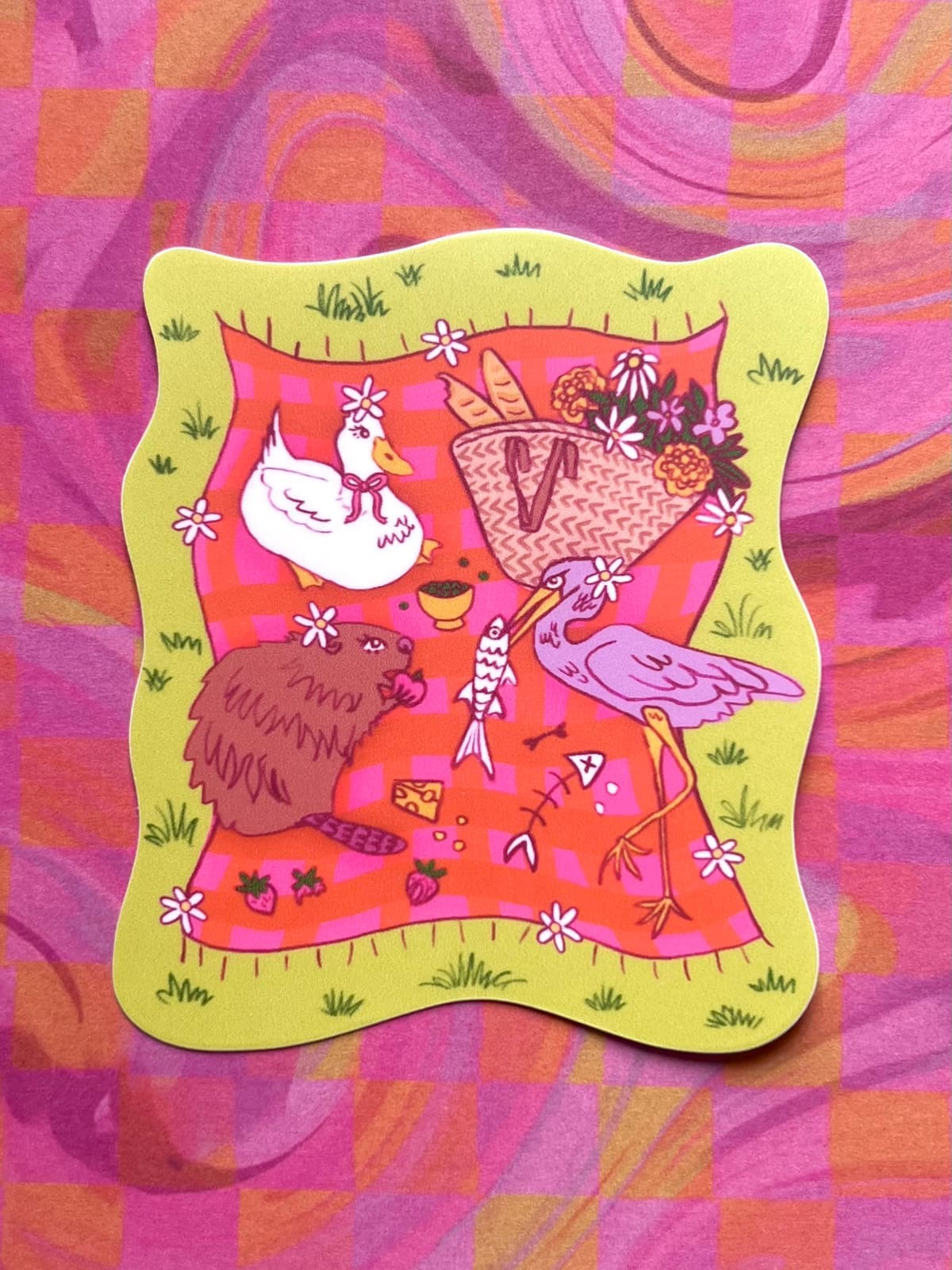 Picnic Party Animals Vinyl Sticker