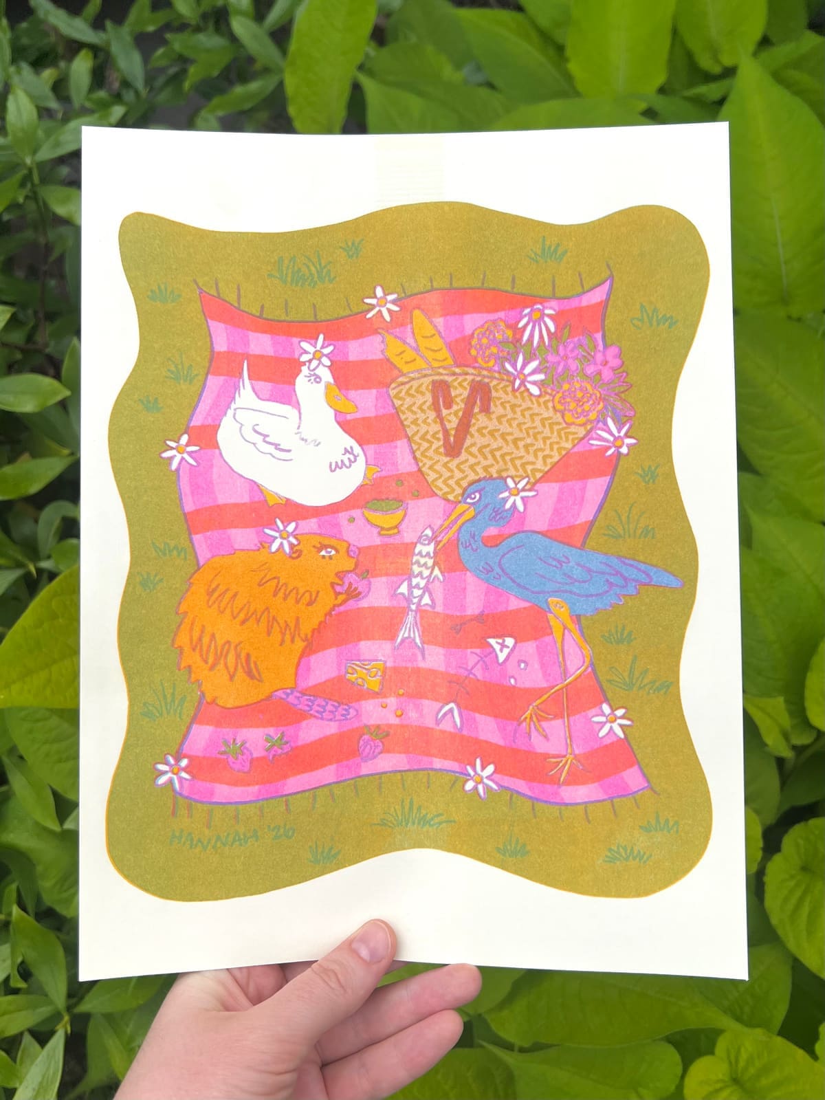Picnic Party Animals Riso Print