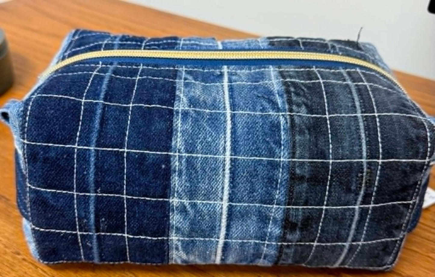 Patchwork Denim Dopp Kit